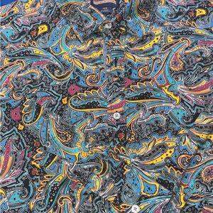 Men's Paisley Print Button-Up Shirt - Black/Multi